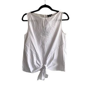 - 𝅺MASSIMO DUTTI White Cotton Blend Sleeveless Tie Front Blouse Tank Top 6